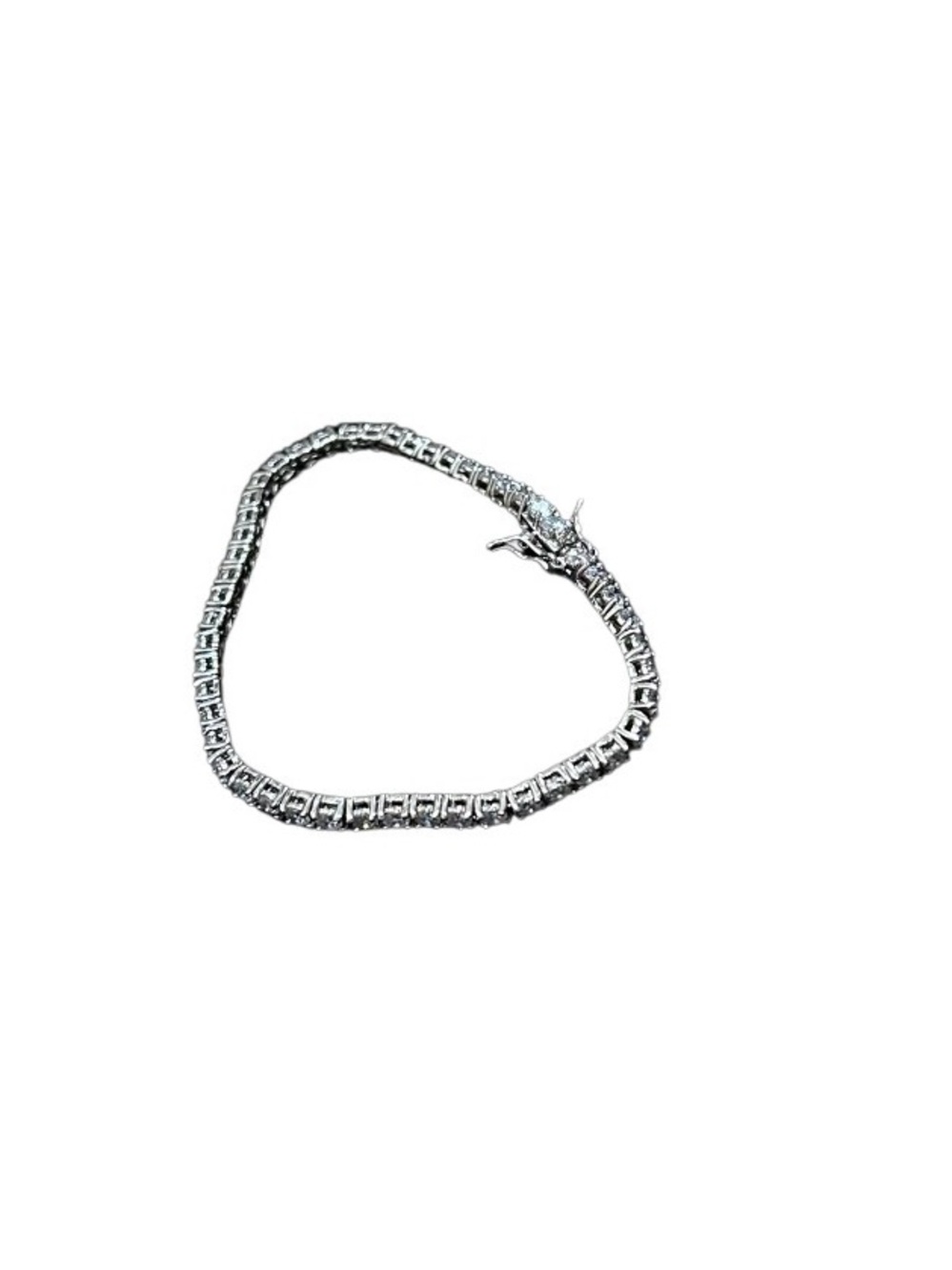 Silver-Tone Tennis Bracelet with Box Clasp - Women's Jewelry